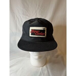 Super Cooker Vintage Black Patch Hat Cap Mesh Snapback